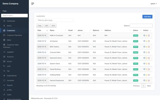 Sales & Accounts — Customers