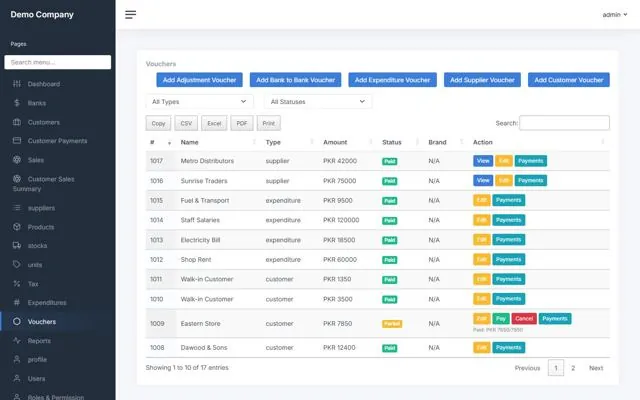 Sales & Accounts — Vouchers