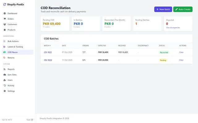 Shopify Order Manager & POS — COD reconciliation